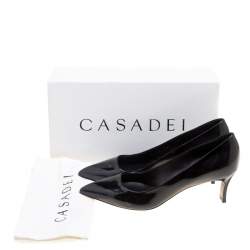 Pre Owned Casadei Black Patent Leather Pointed Toe Pumps Size 39
