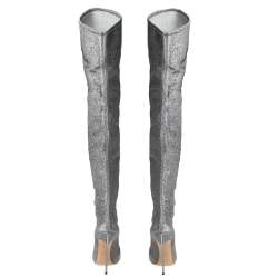 Pre Owned حذاء بوت مرتفع عن الركبة كاسادى شفرة لوركس فضى مقاس 39