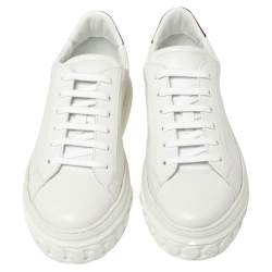 Pre Owned Casadei White Leather And Patent Trim Lace Up Sneakers Size 40