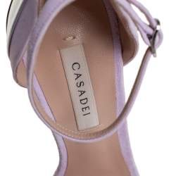 Pre Owned Casadei Lilac Suede Techno Blade Ankle Strap Sandals Size 35
