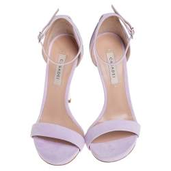 Pre Owned Casadei Lilac Suede Techno Blade Ankle Strap Sandals Size 35