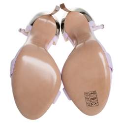 Pre Owned Casadei Lilac Suede Techno Blade Ankle Strap Sandals Size 35