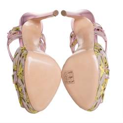 مملوكة مسبقًا صندل كاسادي جلد وجاكار وردي رسوم نحل مقاس 38