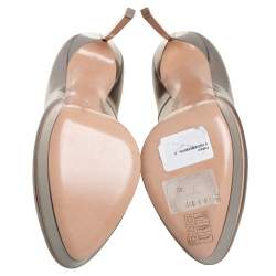 Pre Owned Casadei Metallic Silver Leather Platform Pumps Size 40