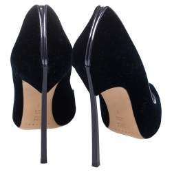 Pre Owned حذاء كعب عالي كاسادي بلاد قطيفة أزرق مقدمة مدببة مقاس 36