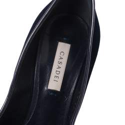 Pre Owned حذاء كعب عالي كاسادي بلاد قطيفة أزرق مقدمة مدببة مقاس 36