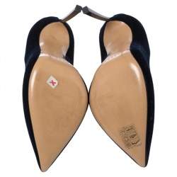 Pre Owned حذاء كعب عالي كاسادي بلاد قطيفة أزرق مقدمة مدببة مقاس 36