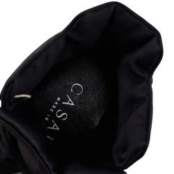 Pre Owned Casadei Black Satin High Top Wedge Sneakers Size 39