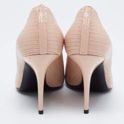 مملوكة مسبقًا Casadei Beige Texture  Leather Pointed Toe Pumps  Size 41