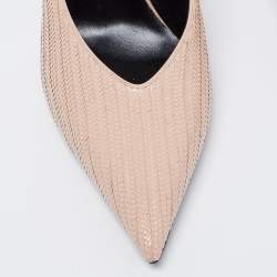 مملوكة مسبقًا Casadei Beige Texture  Leather Pointed Toe Pumps  Size 41