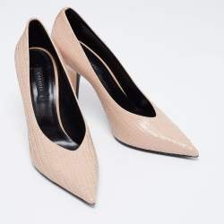 مملوكة مسبقًا Casadei Beige Texture  Leather Pointed Toe Pumps  Size 41