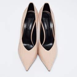 مملوكة مسبقًا Casadei Beige Texture  Leather Pointed Toe Pumps  Size 41