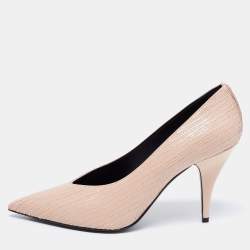 مملوكة مسبقًا Casadei Beige Texture  Leather Pointed Toe Pumps  Size 41