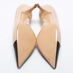 Pre Owned Casadei Beige/Black Leather Pointed Toe Pumps Size 40