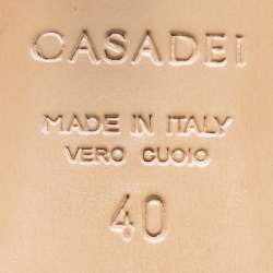 Pre Owned Casadei Beige/Black Leather Pointed Toe Pumps Size 40