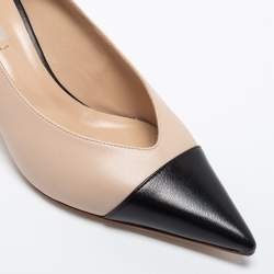 Pre Owned Casadei Beige/Black Leather Pointed Toe Pumps Size 40