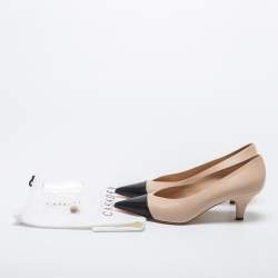 Pre Owned Casadei Beige/Black Leather Pointed Toe Pumps Size 40