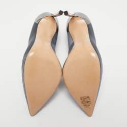 Pre Owned Casadei Dark Grey Satin Blade Pumps Size 38