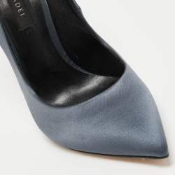 Pre Owned Casadei Dark Grey Satin Blade Pumps Size 38