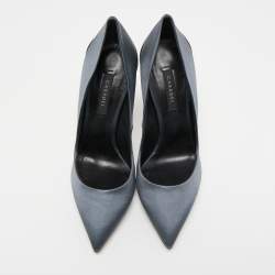 Pre Owned Casadei Dark Grey Satin Blade Pumps Size 38