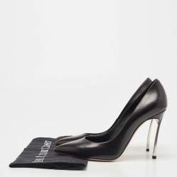 Pre Owned Casadei Black Leather Blade Pumps Size 38.5 