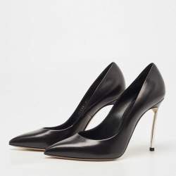 Pre Owned Casadei Black Leather Blade Pumps Size 38.5 