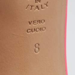 Pre Owned Casadei Fuschia Pink Patent and Snakeskin Embossed Roccia Ankle Strap Sandals Size 38