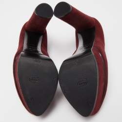 Pre Owned Casadei Burgundy Suede Platform Pumps Size 36.5