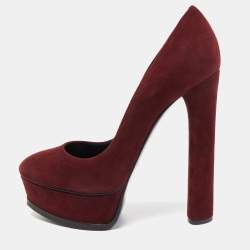 Casadei Burgundy Suede Platform Pumps Size 36.5