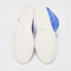 Pre Owned Casadei Blue Suede Wedge High Top Sneakers Size 40