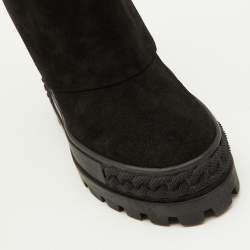 Pre Owned Casadei Black Suede Platform Ankle Boots Size 37
