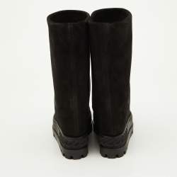 Pre Owned Casadei Black Suede Platform Ankle Boots Size 37