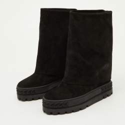 Pre Owned Casadei Black Suede Platform Ankle Boots Size 37