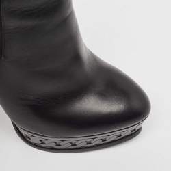 Pre Owned Casadei Black Leather Ankle  Boots Size 38