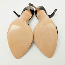 Pre Owned Casadei Black Patent Leather Ankle Strap Sandals Size 37.5