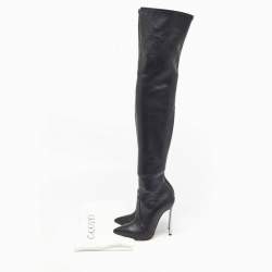 Pre Owned Casadei Black Leather Blade Over The Knee Length Boots Size 36