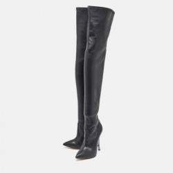 Pre Owned Casadei Black Leather Blade Over The Knee Length Boots Size 36