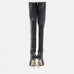Pre Owned Casadei Black Leather Blade Over The Knee Length Boots Size 36