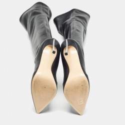 Pre Owned Casadei Black Leather Blade Over The Knee Length Boots Size 36