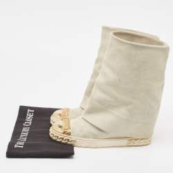 Pre Owned Casadei Grey Suede Embellished Metal Cap Toe Wedge Sneakers Size 39