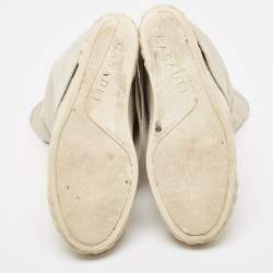 Pre Owned Casadei Grey Suede Embellished Metal Cap Toe Wedge Sneakers Size 39