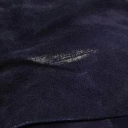 Pre Owned Casadei Navy Blue Suede Embellished Metal Cap Toe Fold-Over Wedge Sneakers Size 38