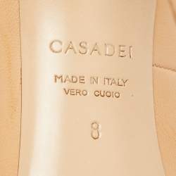 Casadei Beige Leather Peep Toe Pumps Size 38