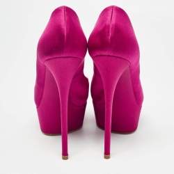 Casadei Pink Satin Peep Toe Platform Pumps Size 36