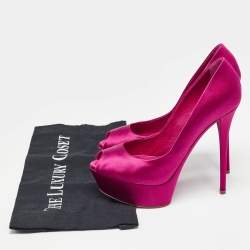 Casadei Pink Satin Peep Toe Platform Pumps Size 36