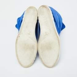 Pre Owned Casadei Blue Suede Wedge Mid Calf Boots Size 40