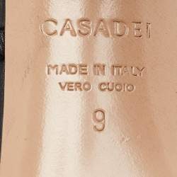 Pre Owned Casadei Black Leather Gladiator Slide Sandals Size 39