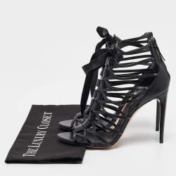 Pre Owned Casadei Black Leather Gladiator Slide Sandals Size 39