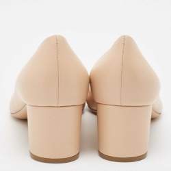 Pre Owned Casadei Beige Leather Block Heel Pumps Size 37