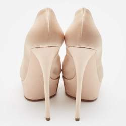 Pre Owned Casadei Beige Satin Platform Peep Toe Pumps Size 41